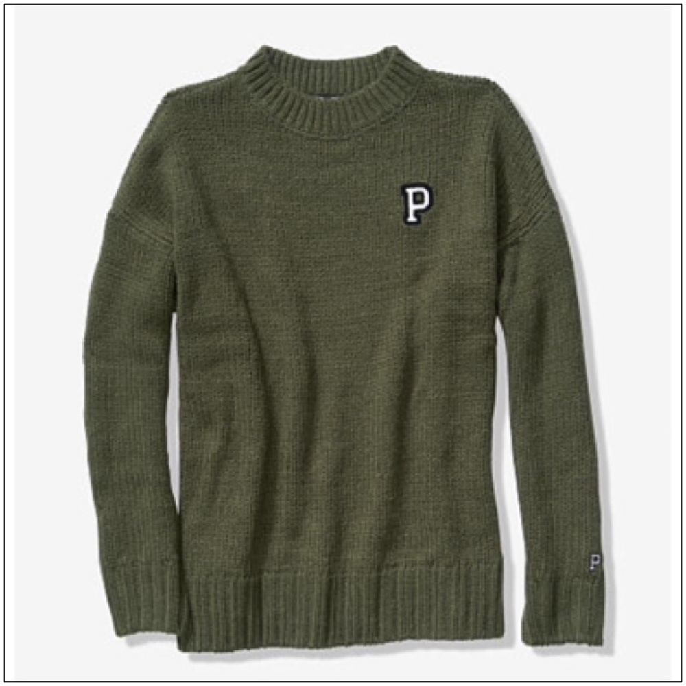 VS PINK OLIVE BOYFRIEND SWEATER ~M L